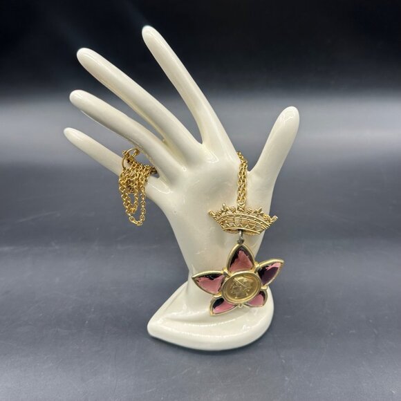 Vintage Amethyst Gripoix Glass Star Coin Brooch Pendant Necklace Julius Caesar - Picture 2 of 12